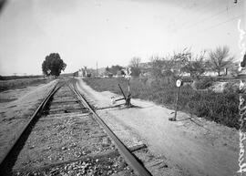 Cambio de vías a la entrada de la estación de Lorca - San Diego de la línea de Alcantarilla a Lorca