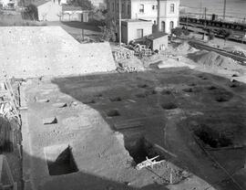 Subestación de Garraf en construcción, en las líneas de Zaragoza a Barcelona y de Tarragona a Bar...