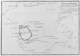 Reproducción fotográfica de un plano de Madrid, que recoge su primera fundación y demás extension...