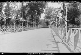 Camino de acceso a la estación de Aranjuez desde el pueblo, engalanado con gallardetes con motivo...