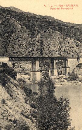 Puente sobre el Río Ter de la línea de vía estrecha de Olot a Gerona en El Pasteral (La Cellera d...