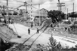 Paso a nivel de la carretera de Sitges en la estación de Villafranca del Panadés o Vilafranca del...