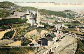 Funicular del Tibidabo. Estación inferior y palacio Arnús.