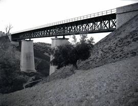 Viaducto metálico de 3 tramos y 104 m, con vigas en cruz de San Andrés y denominado Los Arroyuelo...