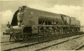 [En el reverso, el texto]: 8. Locomotora tipo Montaña 241, serie 1800 de MZA, contruida por la Ma...