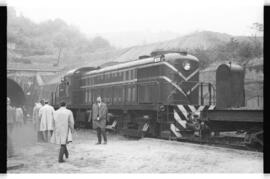 Locomotora diésel - hidráulica nº 503 del Ferrocarril de Langreo, fabricada por Henschel, en un l...